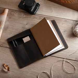 Eco Friendly Genuine <b>Leather</b> Luxury <b>A5</b> <b>Notebook</b> <b>Cover</b> Case with Smell Proof Protection Refillable for Office & Travel LNBC-0063 - Product Image 5