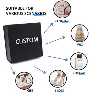 EcoRev Custom <b>Black</b> Square Rigid <b>Gift</b> <b>Box</b> Satin Ribbon UV Printed Logo High-End Packaging Biodegradable Recycled Materials - Product Image 3