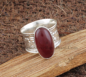 Anillo de Plata de Ley 925 con Bisel de Jade Rojo Natural, Hecho a Mano, Estilo Sólido Rojo, Anillo de Dedo Unisex, Joyería con Piedras Preciosas - Product Image 3