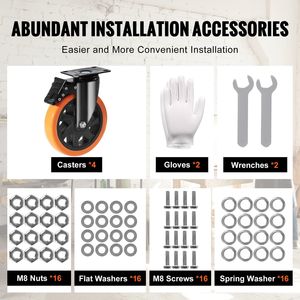 Set di 4 Ruote Girevoli per Carichi Pesanti, Capacità 700 Libbre, 6 Pollici, con Blocco di Sicurezza A/B, Silenziose, Ruote in PVC, 700 Ruote Girevoli - Product Image 5