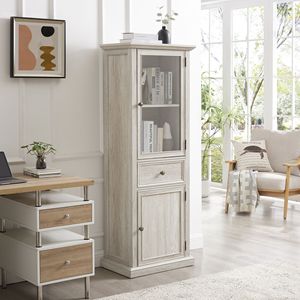 <b>Tall</b> Freestanding Sideboard Cabinet with Glass Door Shelves Living Room <b>Storage</b> Drawer Cabinet - Product Image 3