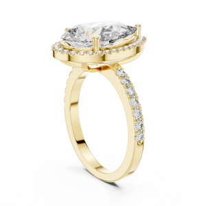 Anillo de compromiso con diamante talla pera en oro amarillo, estilo clásico para mujer - Product Image 3