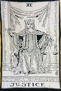Justice Small <b>Poster</b> Tapestry Beautiful Cotton White Color Door Decor Wall Hanging Tarot Card Printed By Indian Consigners - Product Image 6