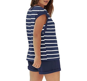 Conjuntos de 2 Piezas para Mujer, Ligeros y Combinados, Top de Manga Corta y Pantalones Cortos con Cintura Elástica - Product Image 2