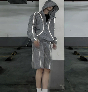 Custom <b>Summer</b> Nylon Polyester Shell Tracksuit Two Piece Jogging Suit Track Windbreaker <b>Jacket</b> Shorts Sets for <b>Men</b> - Product Image 2