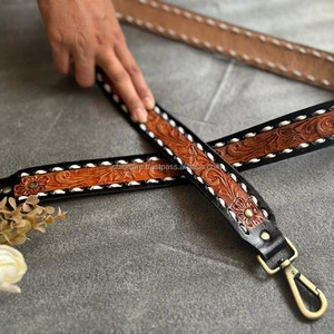 Nueva correa de bolsa de repuesto pintada a mano de cuero genuino Real correa de guitarra/cámara desmontable personalizada occidental con broche de latón - Product Image 2