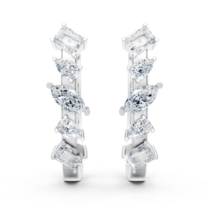Multi Shape Moissanite Leaf Cluster <b>Hoop</b> <b>Earrings</b> <b>for</b> <b>Women</b> Wholesale 925 Sterling <b>Silver</b> Luxury Wedding Bridal Fine Jewelry - Product Image 1