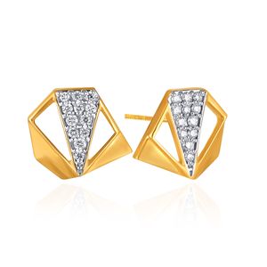 Pendientes de Diamantes en Oro Amarillo Angular Muse Stud, Corte Triangular, Diamantes Naturales, Diseño Minimalista, Uso Diario para Mujer - Product Image 2