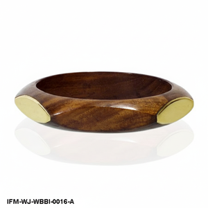 กำไลข้อมือไม้ธรรมชาติทำมือ ประดับทองเหลืองขัดเงา สไตล์โบฮีเมียน ลายเรขาคณิต สำหรับผู้หญิง - Product Image 2