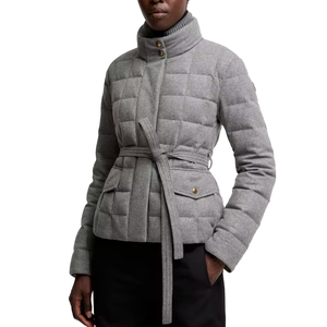 Customizable <b>Short</b> Varsity <b>Jacket</b> for Wholesale Blend Fabric with Flap Pockets Hooded Puff Sleeve Windproof - Product Image 4