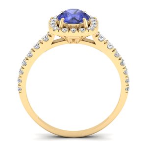 Bague de Fiançailles en Diamant pour Femme, Or Jaune Massif 14K, Tanzanite, Bijoux Fins de Mariage, Prix d'Usine REYES, Vente en Gros - Product Image 4