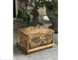 Luxury <b>Vintage</b> Gold Glass <b>Jewelry</b> <b>Box</b> Baroque Style Decorative Trinket Storage for <b>Jewelry</b> & Keepsakes Customizable PN ARTWARE - Product Image 1