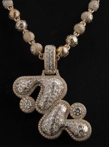 Collar con colgante de letra de moissanita de lujo para hombre, diseño 3D personalizado, plata 925 chapada en oro, engaste de garra, dijes para fiesta - Product Image 6