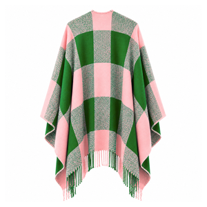 Capa de la hermandad Alpha Kapa Alpha con logo bordado en la parte delantera, diseño bicolor rosa y verde para ropa griega femenina. - Product Image 3