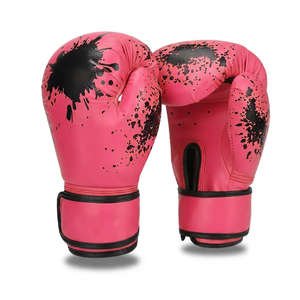 Gants de boxe verts en PU avec imprimé goutte de peinture noir, fermeture Velcro, protège-poignets, gants d'entraînement pour adultes, conception à doigts complets - Product Image 6