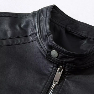 Customized Men's 100% Genuine Leather Coated Stand Collar Vintage Style Hooded Motorbike <b>Jacket</b> with Zipper Closure - Product Image 2
