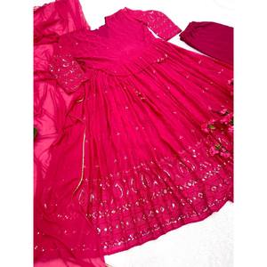 Vestido Maxi Anarkali de Diseñador con Pantalón y Dupatta, Ropa de Fiesta sin Costuras - Product Image 2