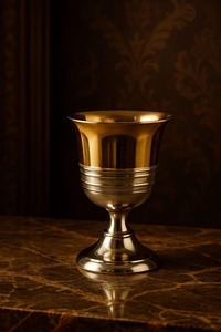 Classic Stainless Steel Bell-Shaped <b>Goblet</b> With Gold Rimmed Brass Cup Silver Base For Wedding Wine Serving - Product Image 4