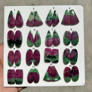 Par de Cabujones de Rubí Zoisita Natural – Piedras a juego de Rubí en Zoisita – Par de Gemas de Rubí Zoisita Verde – Para Fabricación de Joyas - Product Image 3