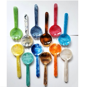 Modern Shaped Resin <b>Spoons</b> Long Handle Classic Design Rose Gold Plated Dishwasher Safe for Presents Salad Server New Styles - Product Image 2