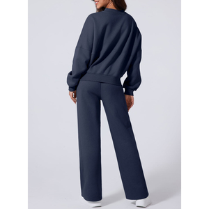 Premium Quality 100%Cotton Style Color Women's <b>Tracksuits</b> Grey Solid Color <b>Plain</b> Oversized Zipper Two Piece <b>Tracksuit</b> for Ladies - Product Image 6