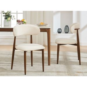 Set di 2 Sedie da Pranzo Moderne in Tessuto Beige con Struttura in Metallo per Cucina o Sala da Pranzo - Product Image 1