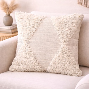 Housse de coussin bohème à motif géométrique croisé, housse de coussin décorative tissée texturée, coussin d'appoint bohème pour canapé - Product Image 3