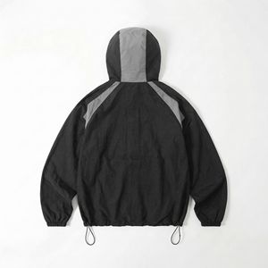 Minimal Black & Grey Hooded Shell <b>Jacket</b> — <b>Packable</b> Lightweight Windbreaker with Contrast Panels | Unisex OEM/ODM Private Label - Product Image 2