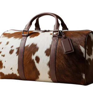 Bolsa de Viaje de Cuero Genuino con Pelo, Cierre de Cremallera, Ligera, Gran Capacidad, para Fin de Semana, LHODB-0030 - Product Image 4