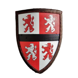 Escudo de Batalla Redondo de Metal Medieval CH, Diseño de Caballero Tallado, Impresión en Grabado Rojo y Negro, Escudo Decorativo con Logotipo Personalizado Antiguo - Product Image 3