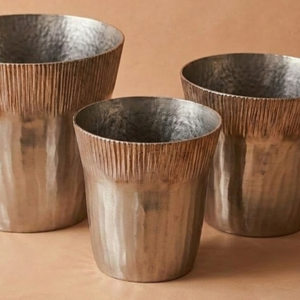Luxury Hammered Silver Metal <b>Flower</b> Vase Elegant Brushed Aluminum Finish Handcrafted Home Decor Table Centerpiece <b>Single</b> Unit - Product Image 3