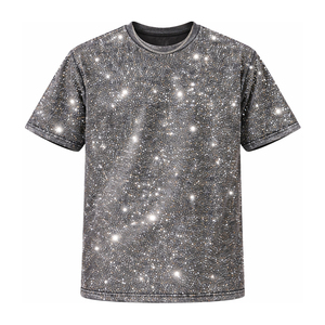 T-shirt surdimensionné en tricot orné de strass de luxe, tee-shirt scintillant entièrement en cristal, mode streetwear personnalisée, 100% coton - Product Image 1