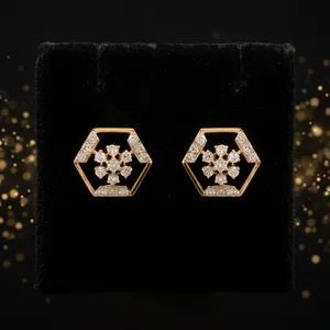 Boucles d'oreilles en or rose 14 carats avec diamants cultivés en laboratoire, 0,29 ct, diamants ronds EF VVS-VS, bijoux fins de luxe - Product Image 1