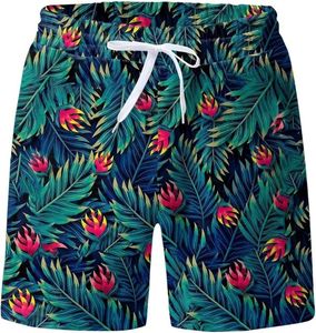 Shorts de playa para hombre con estampado floral, cintura elástica, secado rápido, tejido satinado, shorts cortos casuales. - Product Image 6