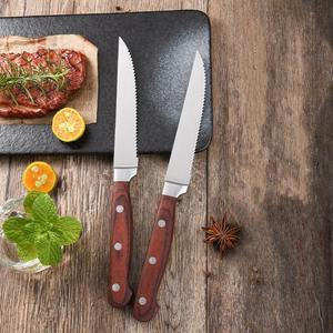 Premium Quality Stainless Steel <b>Steak</b> Knife Set of 6 Modern <b>Wooden</b> Handle Eco-Friendly Custom Logo Dishwasher Safe Chef Knives - Product Image 5