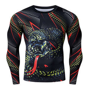 OEM ODM Rash Guard pour hommes, imprimé par sublimation, en Spandex, pour BJJ, Gym, Surf, Plongée, MMA, avec logo et lettres personnalisés, séchage rapide - Product Image 1