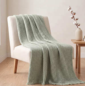 Manta de Sofá de Algodón con Textura de Waffle Color Mostaza, 50x60 Pulgadas, Decoración Moderna para el Hogar con Detalle de Flecos Decorativos - Product Image 3