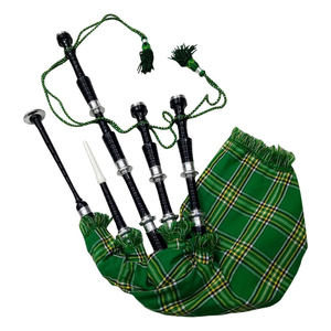 Bagpipes écossais Great Highland, tartan vert, taille standard, bois de rose, montures argentées, ensemble musical fait main - Product Image 2