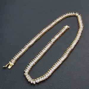 Collar de Cadena con Diamantes Marquise de Moissanita VVS1 de 2.5MM*5MM, Plata 925 con Baño de Oro Amarillo, para Regalo de Fiesta de Compromiso - Product Image 2