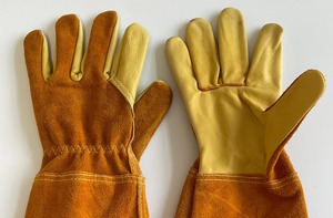 High Quality Golden Yellow Men's Leather Welding <b>Gloves</b> TIG Protection Full Thumb Cotton Lining Molten Metal Splash Test <b>Type</b> - Product Image 6