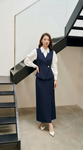 Conjunto de Vestido Elegante de Oficina para Mujer, de Alta Calidad, Ecológico, 100% Algodón, Manga Larga, Midi, Fabricado en Vietnam - Product Image 2