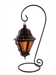 Farol de hierro con recortes florales para decoración del hogar, resistente al calor, uso en interiores y exteriores - Product Image 3
