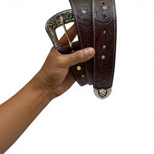 Buffalo <b>Cow</b> Leather Pin Buckle Steel Belt Brown Natural Color Solid Pattern Custom Men's Women Eco-Friendly Durable Accessory - Product Image 6