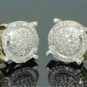 Moissanite Stud <b>Earrings</b> Gold Plated 925 Sterling <b>Silver</b> Round Halo Design Luxury <b>Wedding</b> Jewelry Gift for Women - Product Image 1