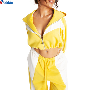 Conjunto de Sudadera Corta con Bloques de Color y Pantalones Anchos de Diseñador de Moda Personalizado, Ropa Deportiva Personalizada para Mujer - Product Image 6