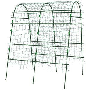 Traliccio da Giardino in Metallo 3D Facile da Montare 145x170x206 cm Verde con Rete per Piante Rampicanti e Recinzione - Product Image 1