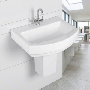 Ceramic Bathroom Wash Basin From Indian Factory Best Quality Lavabo Washbasin Half Pedestal Top Grade Sanitary Ware - Product Image 3