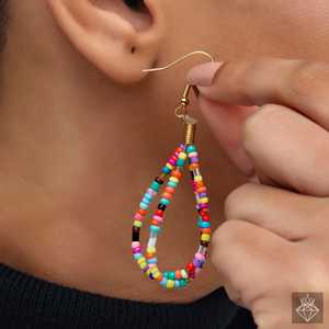 PRAO Collier superposé de perles de rocaille multicolores avec boucles d'oreilles bijoux de mode anti-ternissement - Product Image 3