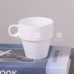 Tasse en céramique de 396ml avec poignée vintage rainurée en grès durable pour expresso café thé boissons quotidiennes élégantes - Product Image 2