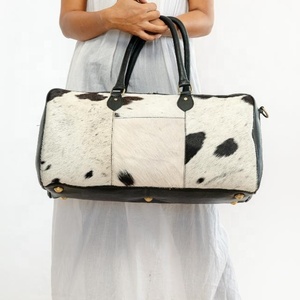 Bolsa de equipaje Hairon de piel de vaca de viaje, bolsa de lona Vintage de cuero para acampar y senderismo, bolsa de fin de semana hecha a mano para hombres y mujeres - Product Image 2